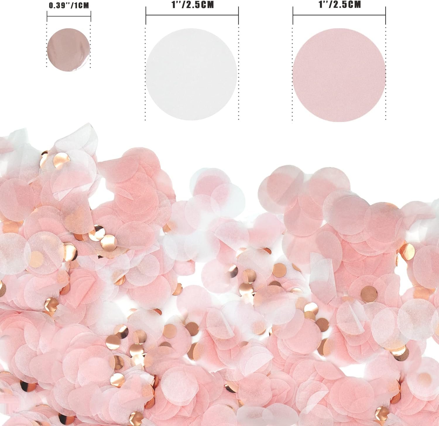 Wholesale Round Tissue Confetti Glitter Rose Gold Pink White Paper Dots for Wedding Birthday Party Decorations 1.76oz Supplier