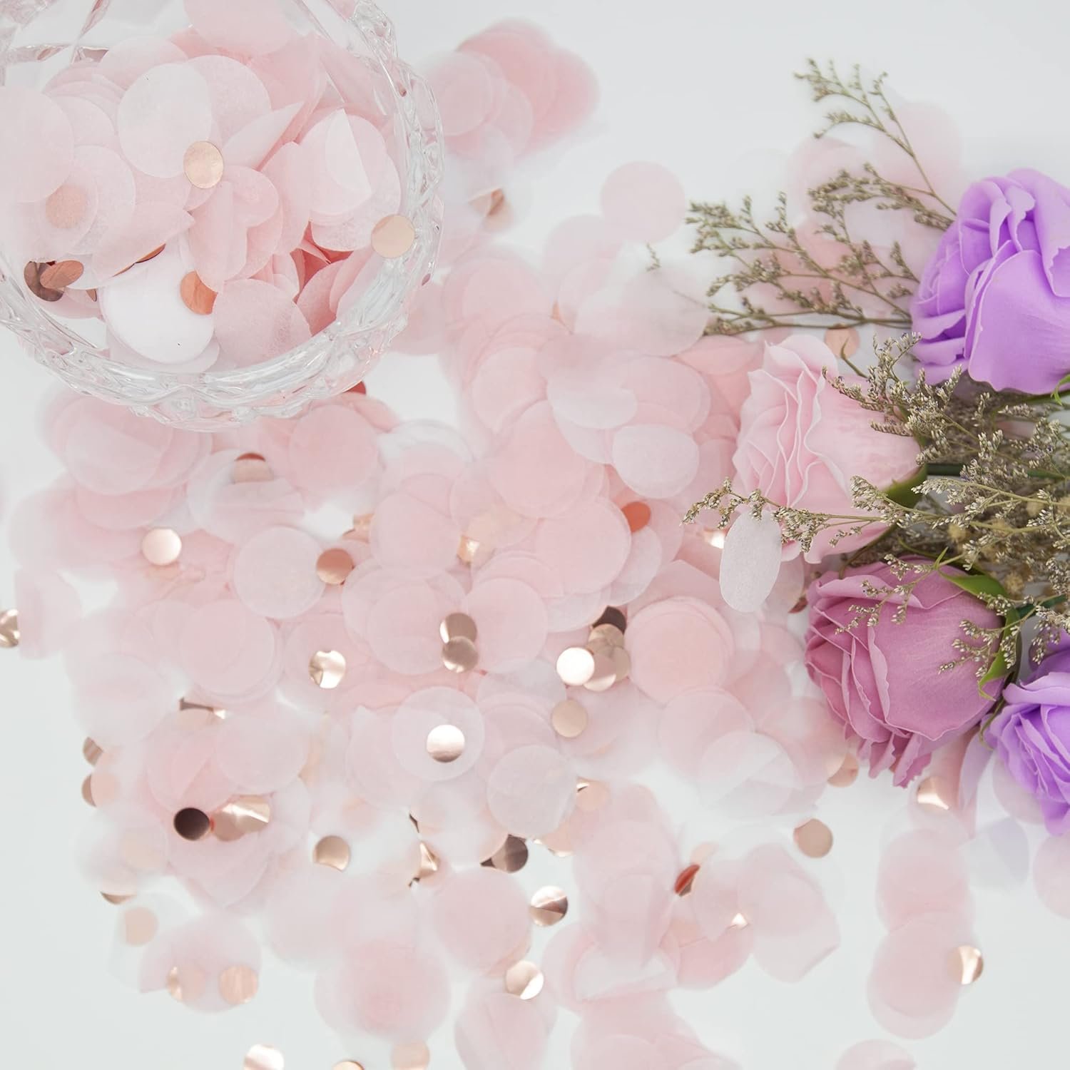 Wholesale Round Tissue Confetti Glitter Rose Gold Pink White Paper Dots for Wedding Birthday Party Decorations 1.76oz Supplier