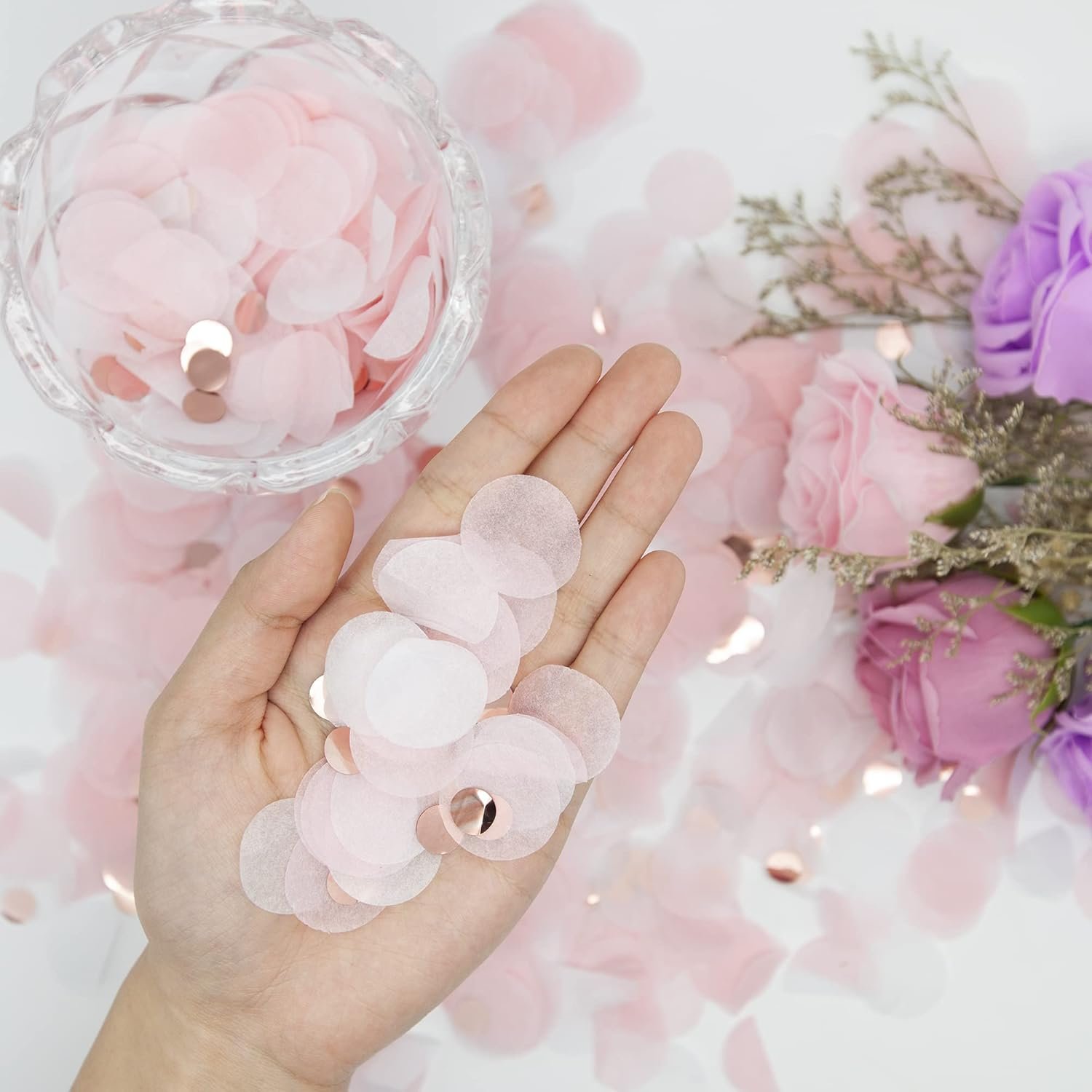 Wholesale Round Tissue Confetti Glitter Rose Gold Pink White Paper Dots for Wedding Birthday Party Decorations 1.76oz Supplier