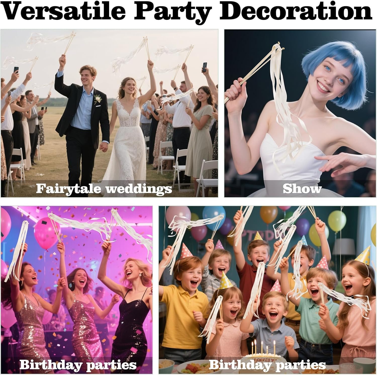 Wholesale 50PCS White Silk Ribbon Fairy Wands with Gold Bells for Wedding Send-Off Parties Holidays Supplier Wholesale 50PCS White Silk Ribbon Fairy Wands with Gold Bells for Wedding Send-Off Parties Holidays Supplier