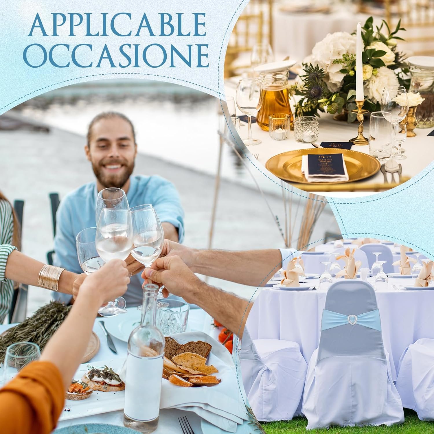 Wholesale 150 Pcs Spandex Chair Sashes Bows with Heart Shaped Buckle Universal Elastic Ties for Wedding Banquet Event Party Decoration Sky Blue Supplier Wholesale 150 Pcs Spandex Chair Sashes Bows with Heart Shaped Buckle Universal Elastic Ties for Wedding Banquet Event Party Decoration Sky Blue Supplier