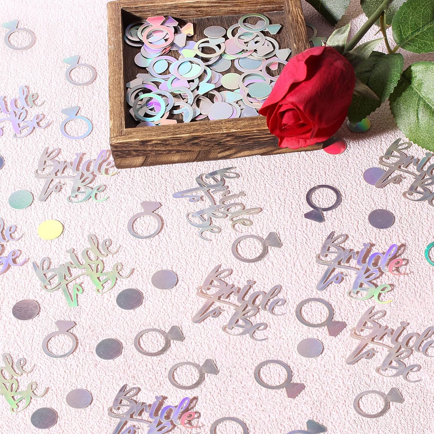 Wholesale 230PC Wedding Confetti Bridal Shower Decorations Bride To Be Ring Scatters for Iridescent Themed Bachelorette Engagement Hen Party Supplier Wholesale 230PC Wedding Confetti Bridal Shower Decorations Bride To Be Ring Scatters for Iridescent Themed Bachelorette Engagement Hen Party Supplier
