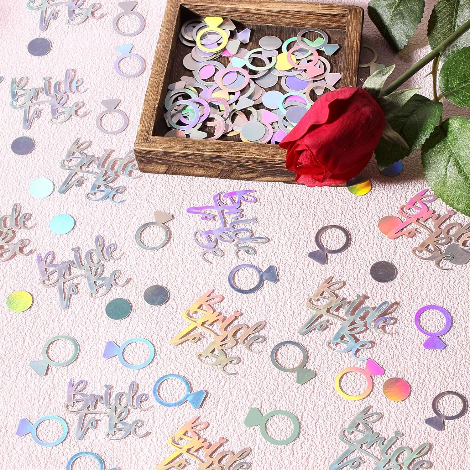 Wholesale 230PC Wedding Confetti Bridal Shower Decorations Bride To Be Ring Scatters for Iridescent Themed Bachelorette Engagement Hen Party Supplier Wholesale 230PC Wedding Confetti Bridal Shower Decorations Bride To Be Ring Scatters for Iridescent Themed Bachelorette Engagement Hen Party Supplier