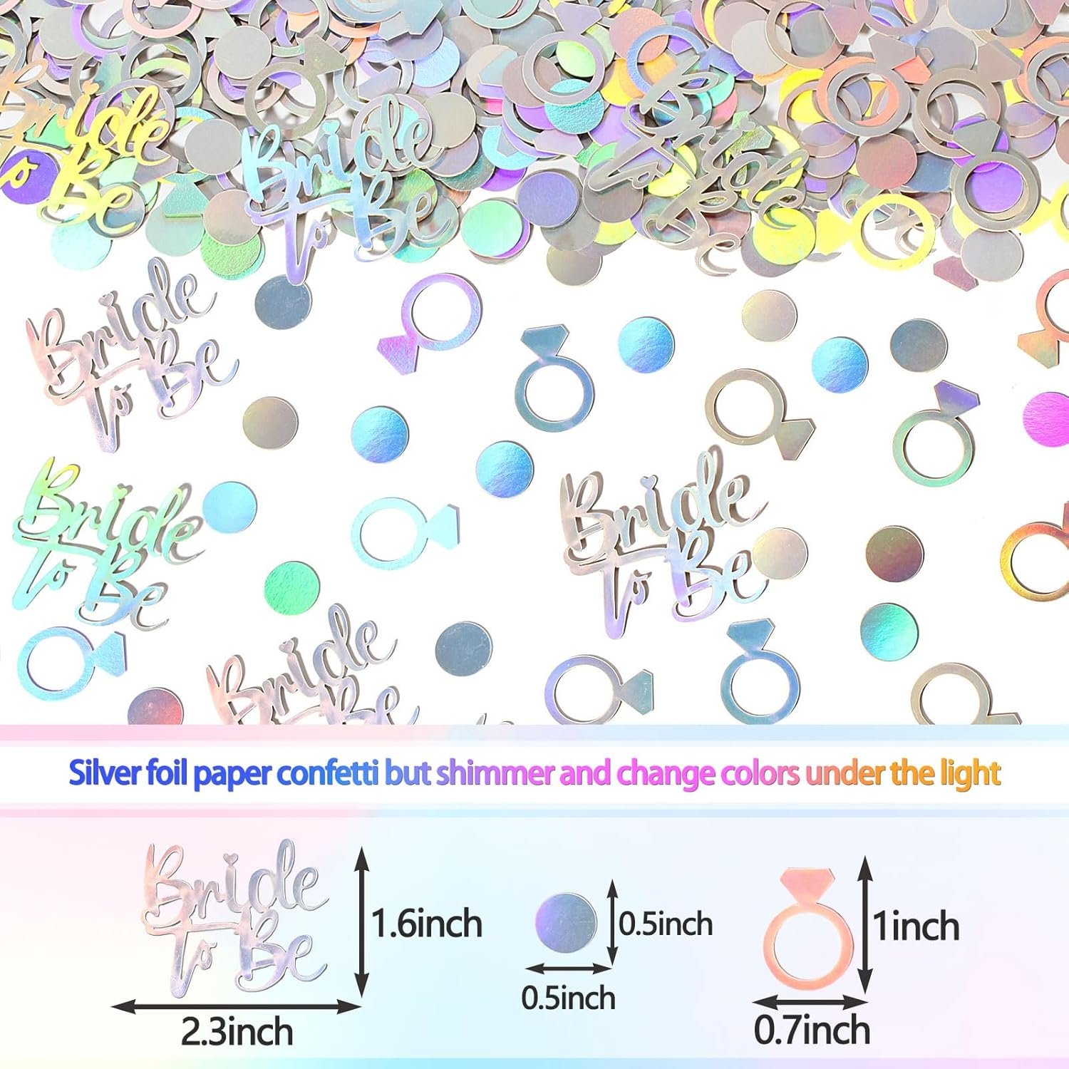 Wholesale 230PC Wedding Confetti Bridal Shower Decorations Bride To Be Ring Scatters for Iridescent Themed Bachelorette Engagement Hen Party Supplier Wholesale 230PC Wedding Confetti Bridal Shower Decorations Bride To Be Ring Scatters for Iridescent Themed Bachelorette Engagement Hen Party Supplier