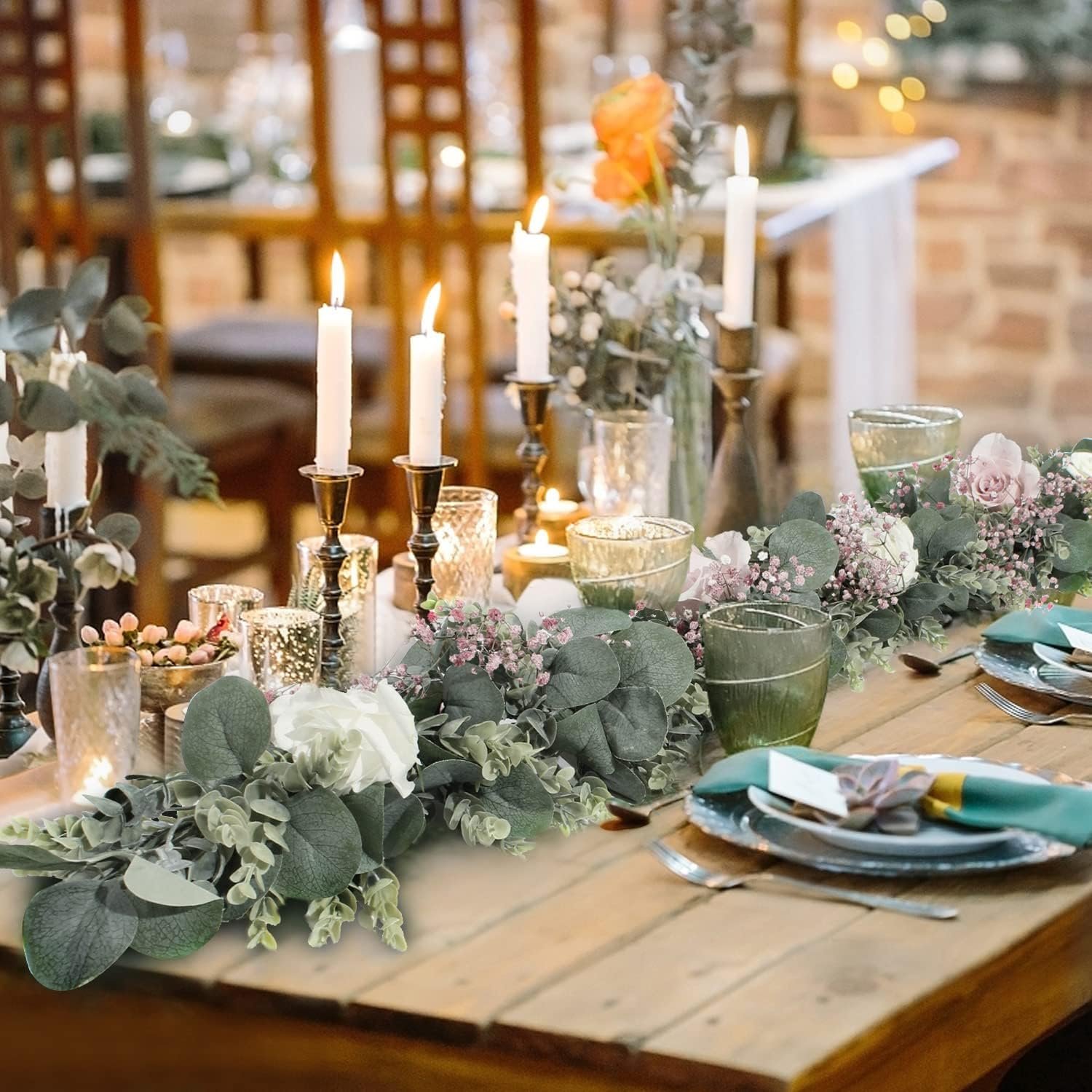 Wholesale 6.2 Ft Long Faux Eucalyptus Greenery Wedding Arch Summer Decor Lambs Ear Magnolia Garland Supplier