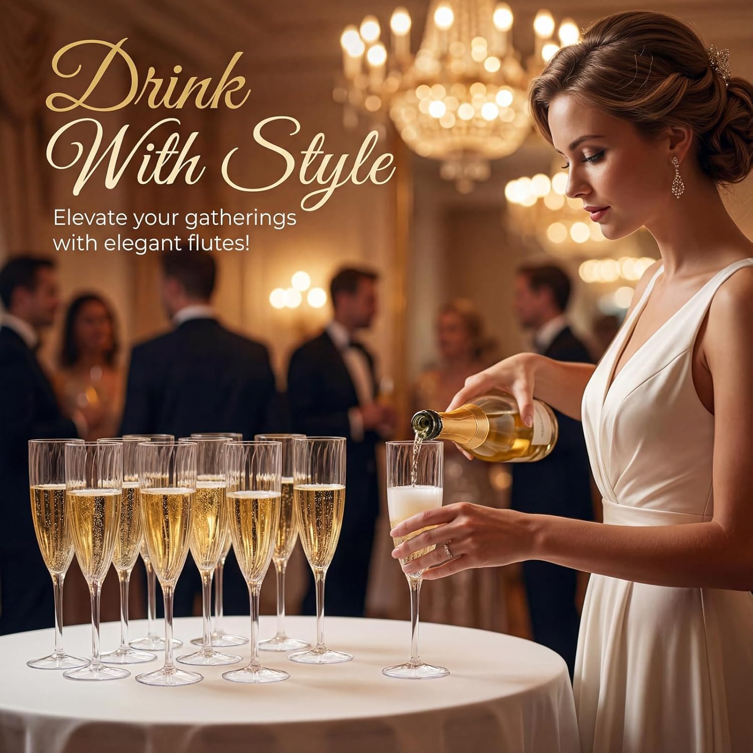 Wholesale 36 Pack 6 OZ Clear Plastic Disposable Champagne Flutes for Weddings Birthdays Parties Supplier