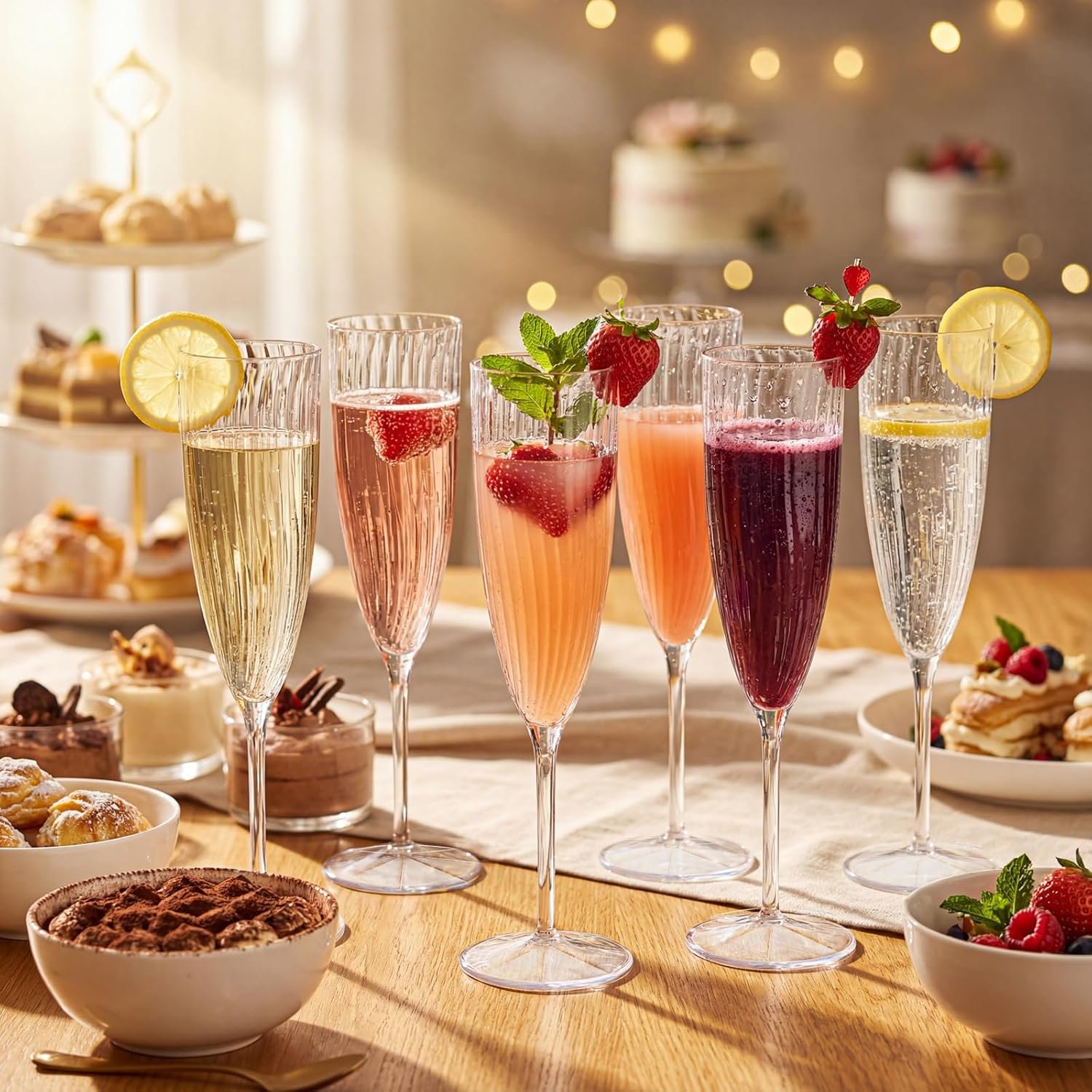 Wholesale 36 Pack 6 OZ Clear Plastic Disposable Champagne Flutes for Weddings Birthdays Parties Supplier