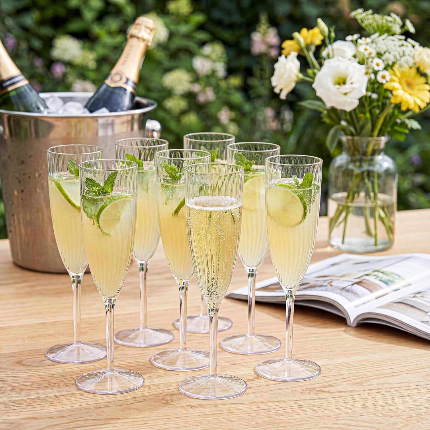 Wholesale 36 Pack 6 OZ Clear Plastic Disposable Champagne Flutes for Weddings Birthdays Parties Supplier