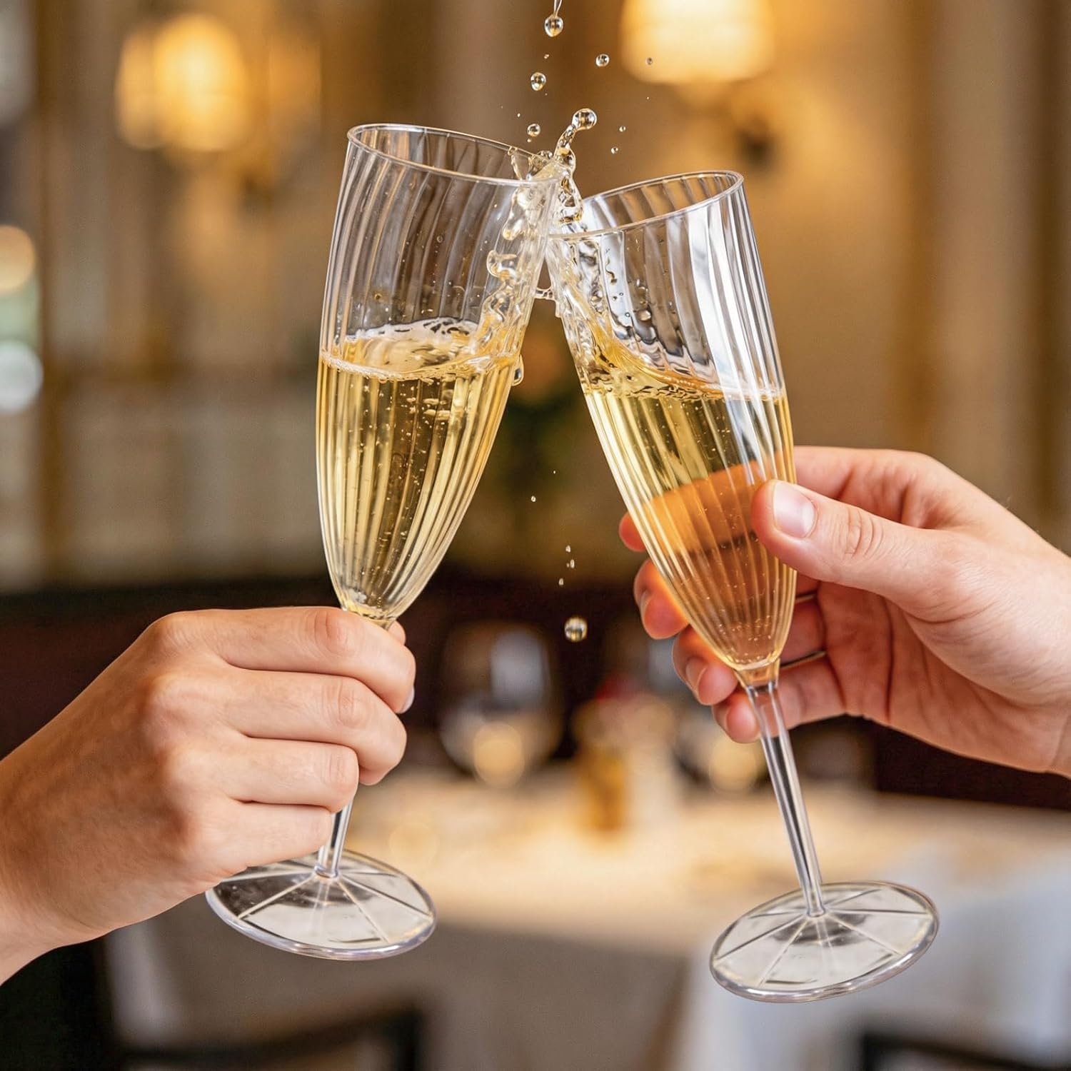 Wholesale 36 Pack 6 OZ Clear Plastic Disposable Champagne Flutes for Weddings Birthdays Parties Supplier