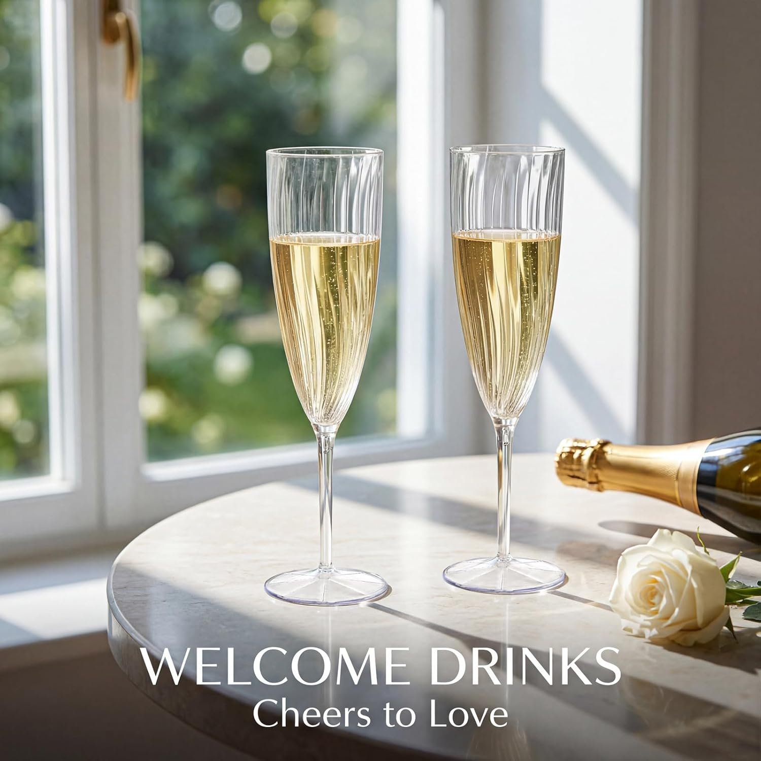 Wholesale 36 Pack 6 OZ Clear Plastic Disposable Champagne Flutes for Weddings Birthdays Parties Supplier