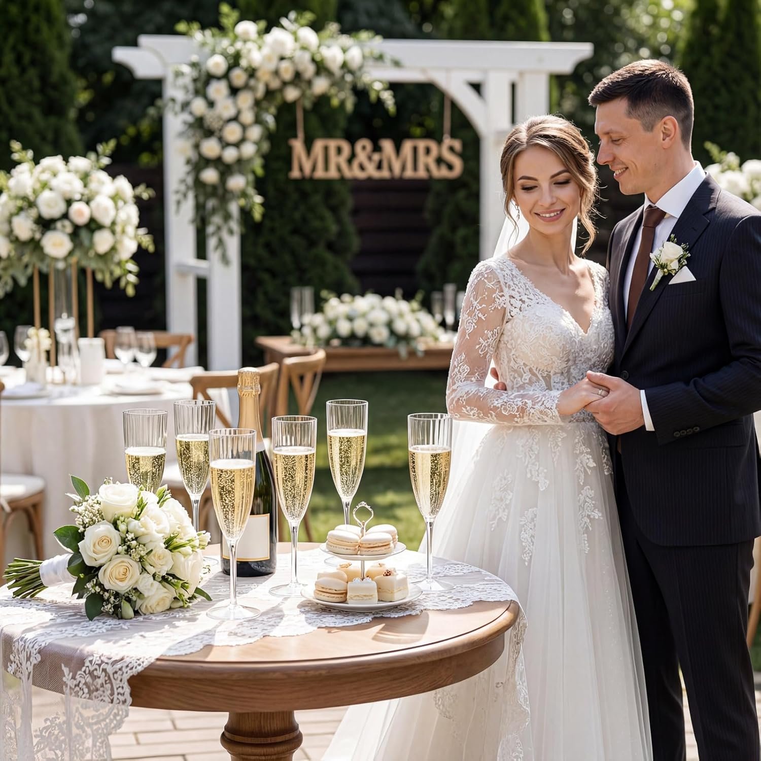 Wholesale 36 Pack 6 OZ Clear Plastic Disposable Champagne Flutes for Weddings Birthdays Parties Supplier