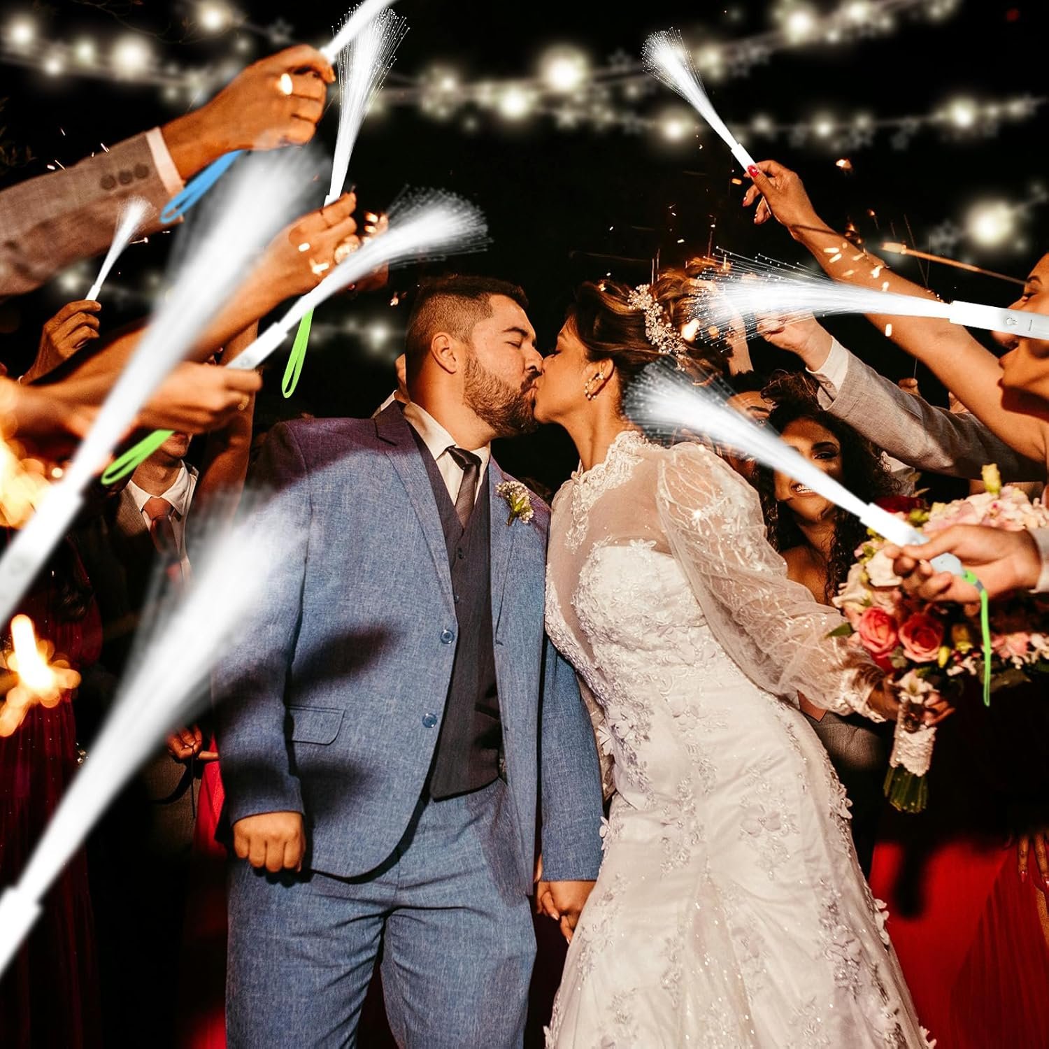 Wholesale 100 PCS White LED Fiber Optic Wands Sticks Flashing Glow Light for Wedding Party Bar DJ Halloween New Year Supplier