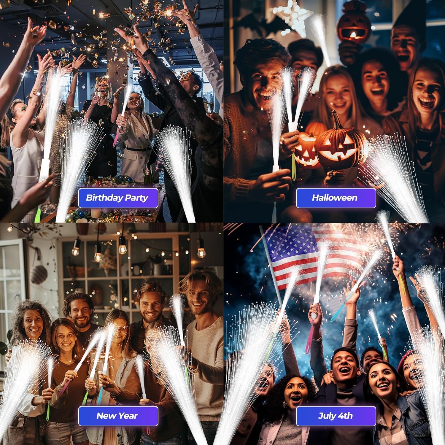 Wholesale 100 PCS White LED Fiber Optic Wands Sticks Flashing Glow Light for Wedding Party Bar DJ Halloween New Year Supplier