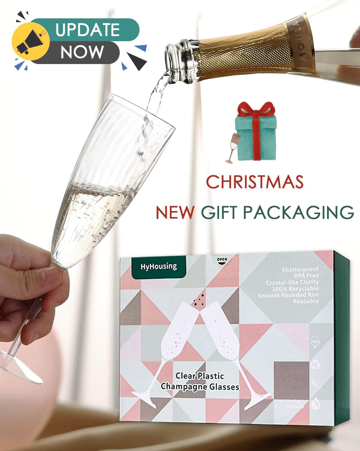 Wholesale 6 Oz Clear Hard Disposable Plastic Champagne Flutes 16 Pack for Parties Weddings Toasting New Years Eve Supplier