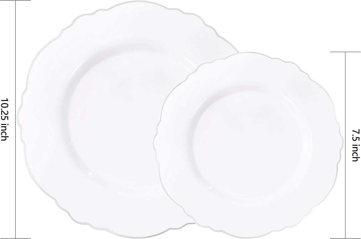 Wholesale 60pcs Silver Plastic Plates Baroque White and Silver for Upscale Parties and Weddings Including 30 Dinner Plates 10.25 Inch 30 Salad Plates 7.5 Inch Supplier Wholesale 60pcs Silver Plastic Plates Baroque White and Silver for Upscale Parties and Weddings Including 30 Dinner Plates 10.25 Inch 30 Salad Plates 7.5 Inch Supplier