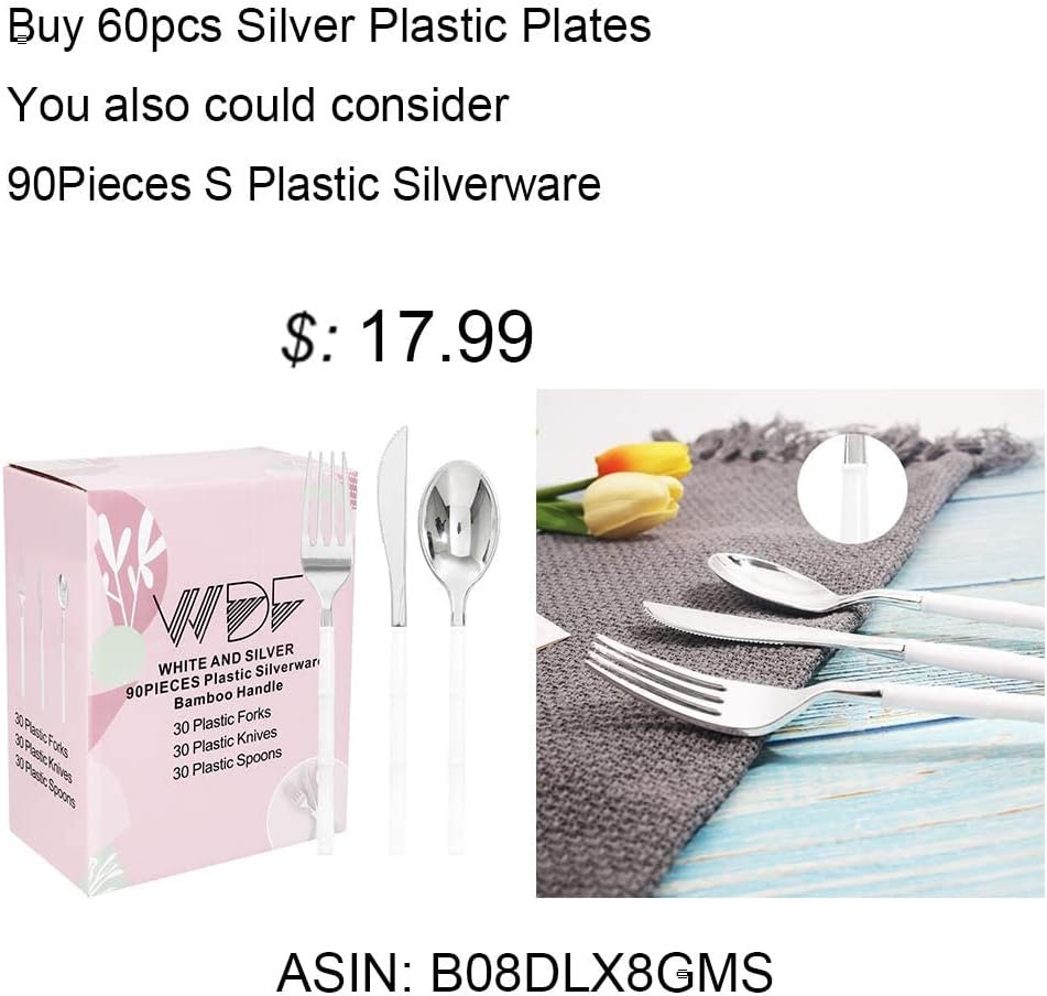 Wholesale 60pcs Silver Plastic Plates Baroque White and Silver for Upscale Parties and Weddings Including 30 Dinner Plates 10.25 Inch 30 Salad Plates 7.5 Inch Supplier Wholesale 60pcs Silver Plastic Plates Baroque White and Silver for Upscale Parties and Weddings Including 30 Dinner Plates 10.25 Inch 30 Salad Plates 7.5 Inch Supplier