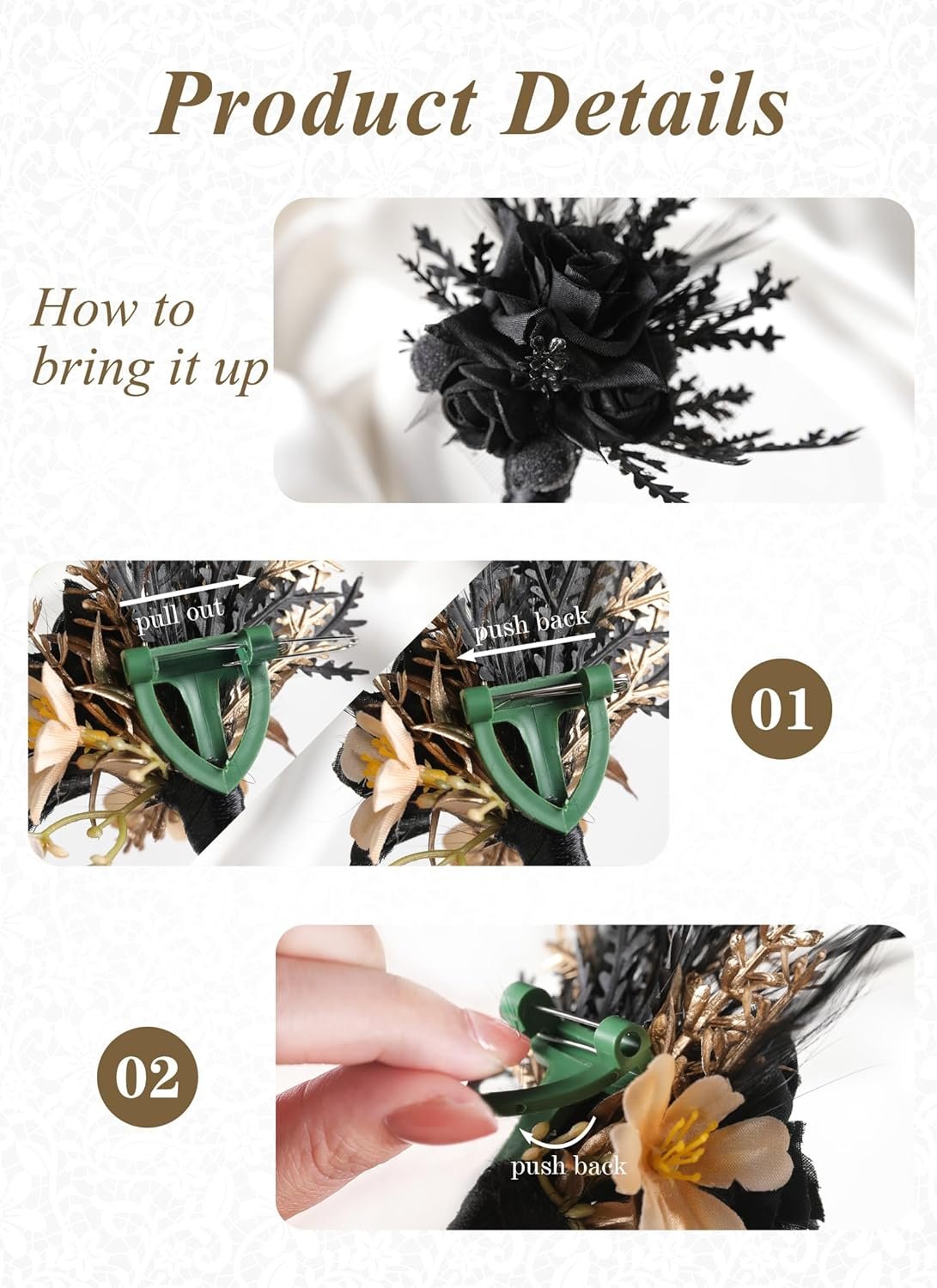 Wholesale Black Corsage and Boutonniere Set Wristlet for Men Prom Goth Wedding Supplier