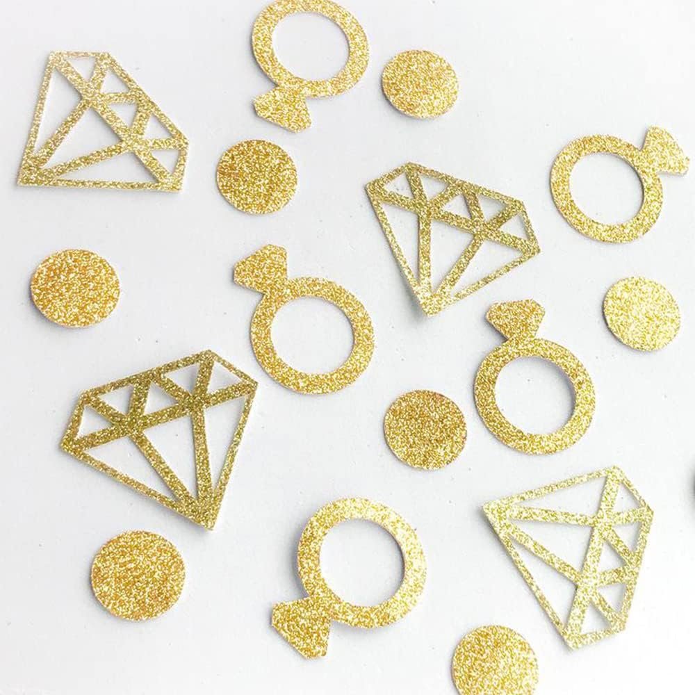 Wholesale Gold Diamond Ring Confetti 300Pcs Glitter Wedding Table Decoration for Bridal Shower Engagement Party Hen Party Valentine's Day Baby Shower Table Scatter Decor Supplier