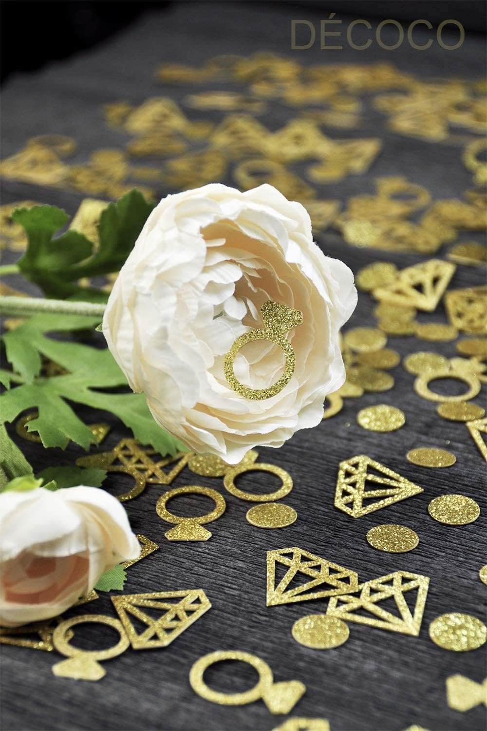 Wholesale Gold Diamond Ring Confetti 300Pcs Glitter Wedding Table Decoration for Bridal Shower Engagement Party Hen Party Valentine's Day Baby Shower Table Scatter Decor Supplier