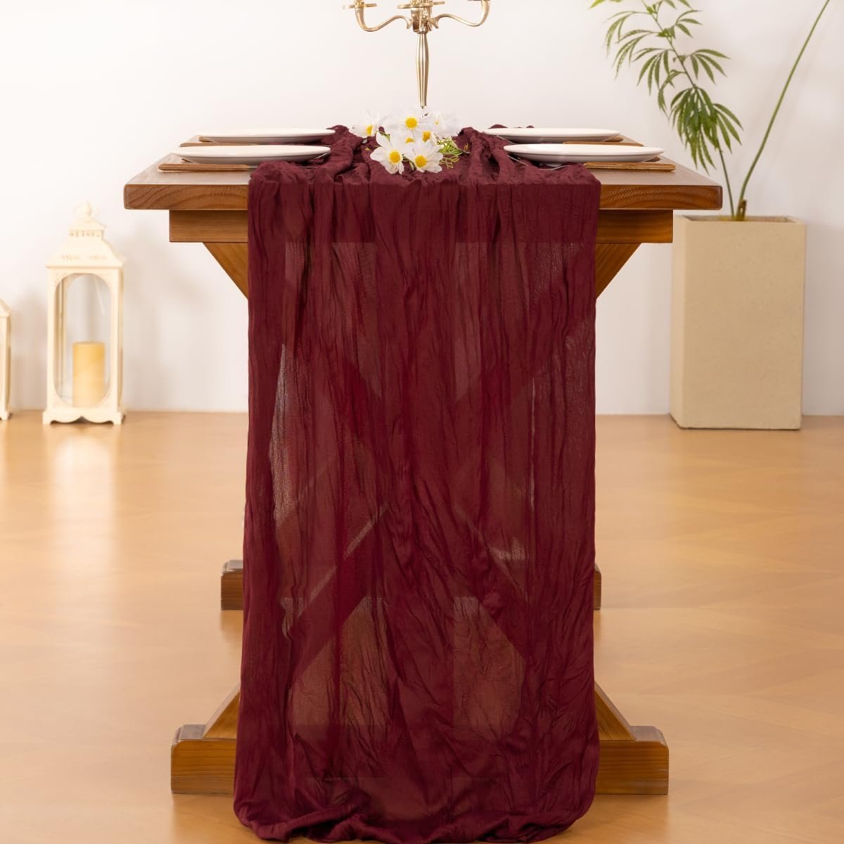 Wholesale Burgundy Red Cheesecloth Table Runner Boho Rustic Gauze 120 Inch 10FT for Easter Spring Weddings Parties Baby Showers Birthdays Home Holiday Decor Supplier Wholesale Burgundy Red Cheesecloth Table Runner Boho Rustic Gauze 120 Inch 10FT for Easter Spring Weddings Parties Baby Showers Birthdays Home Holiday Decor Supplier