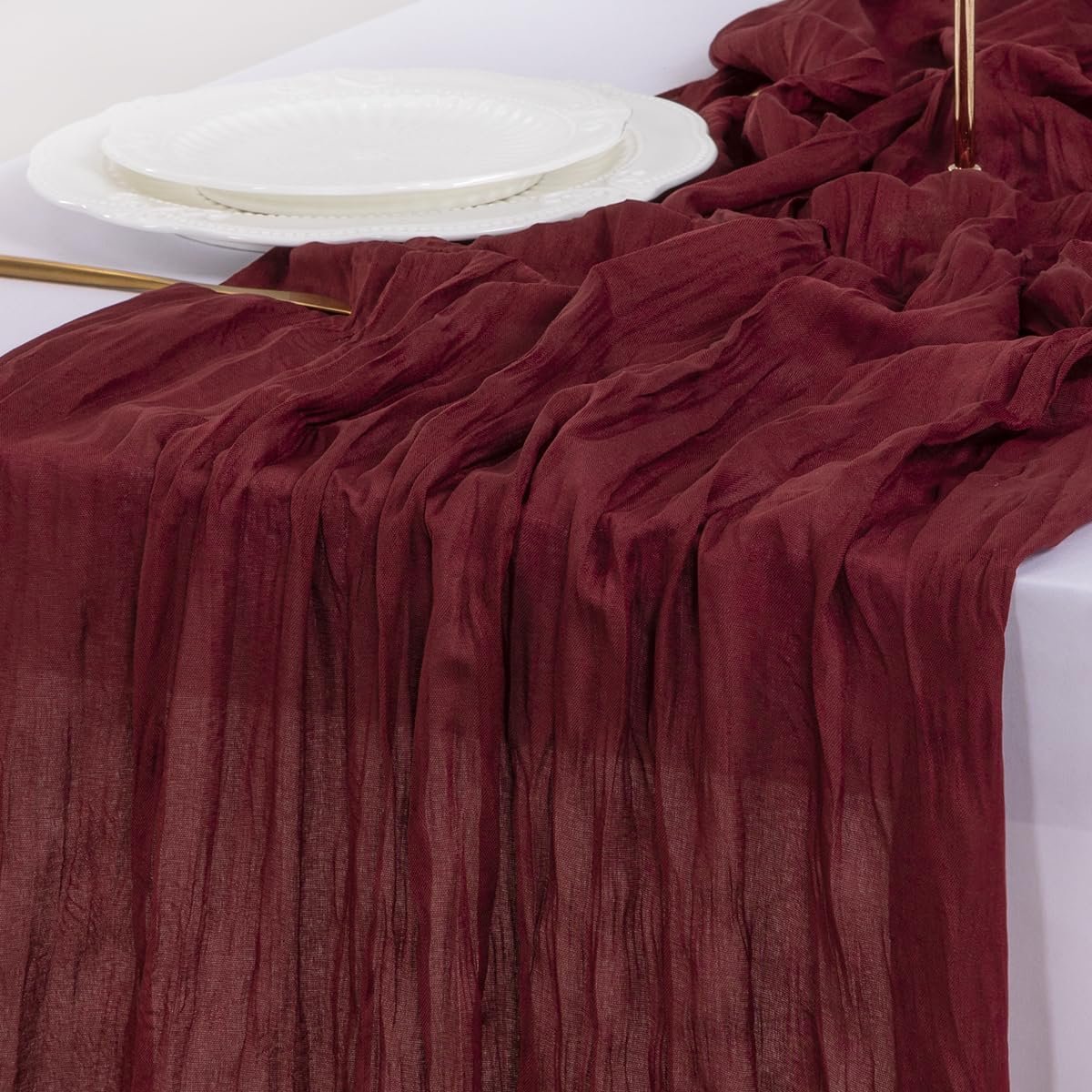 Wholesale Burgundy Red Cheesecloth Table Runner Boho Rustic Gauze 120 Inch 10FT for Easter Spring Weddings Parties Baby Showers Birthdays Home Holiday Decor Supplier Wholesale Burgundy Red Cheesecloth Table Runner Boho Rustic Gauze 120 Inch 10FT for Easter Spring Weddings Parties Baby Showers Birthdays Home Holiday Decor Supplier