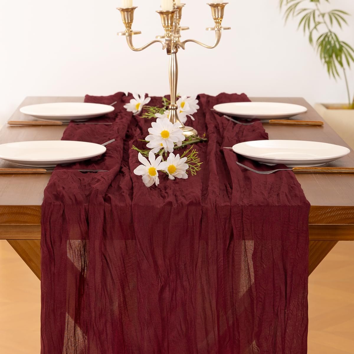 Wholesale Burgundy Red Cheesecloth Table Runner Boho Rustic Gauze 120 Inch 10FT for Easter Spring Weddings Parties Baby Showers Birthdays Home Holiday Decor Supplier Wholesale Burgundy Red Cheesecloth Table Runner Boho Rustic Gauze 120 Inch 10FT for Easter Spring Weddings Parties Baby Showers Birthdays Home Holiday Decor Supplier