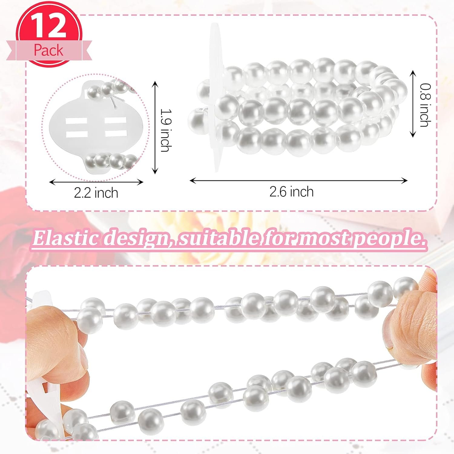 Wholesale 12 Pieces Elastic Pearl Wristband Corsage Bracelets for Wedding Bridesmaid Bride Prom Stretch Pearl Bead Wristlets Supplier