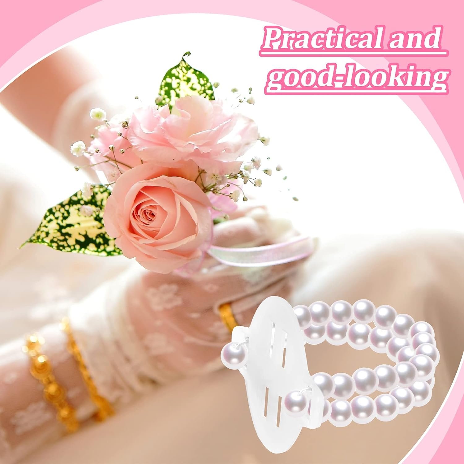 Wholesale 12 Pieces Elastic Pearl Wristband Corsage Bracelets for Wedding Bridesmaid Bride Prom Stretch Pearl Bead Wristlets Supplier