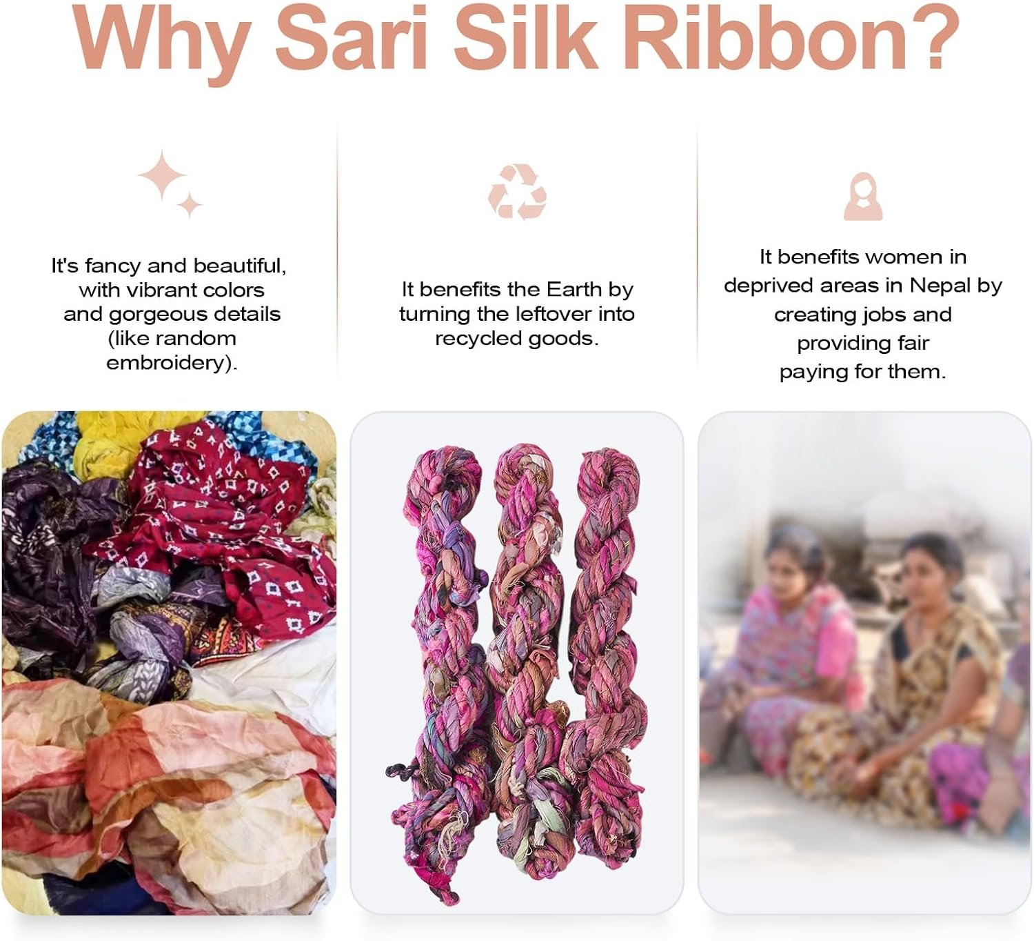 Wholesale 1 Roll Pure Sari Silk Ribbon Stripes Tie-Dye Handmade 5.47 Yards Multi Rainbow Sari Yarn for Knitting Crocheting Macrame Weaving Supplier