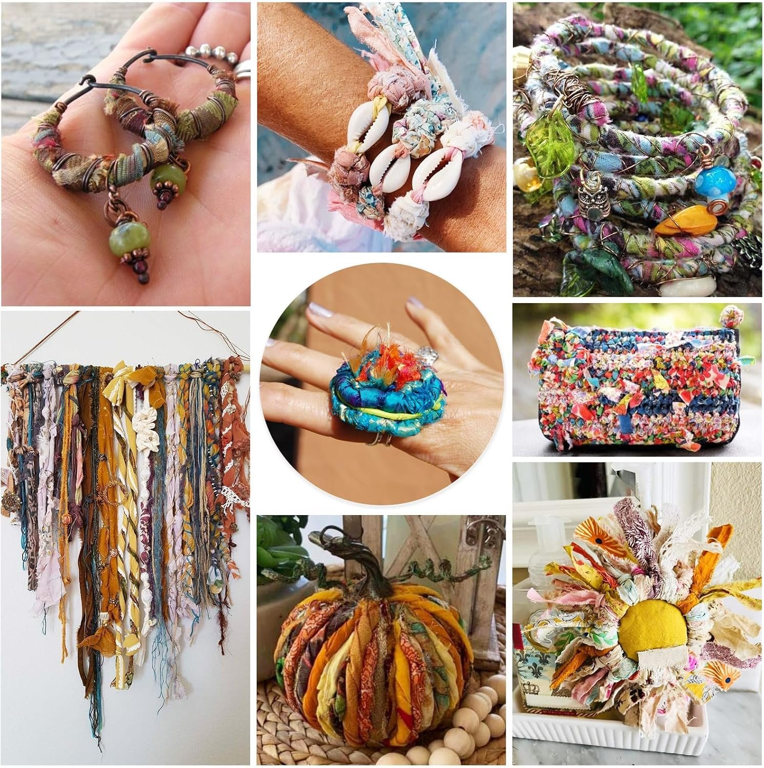 Wholesale 1 Roll Pure Sari Silk Ribbon Stripes Tie-Dye Handmade 5.47 Yards Multi Rainbow Sari Yarn for Knitting Crocheting Macrame Weaving Supplier