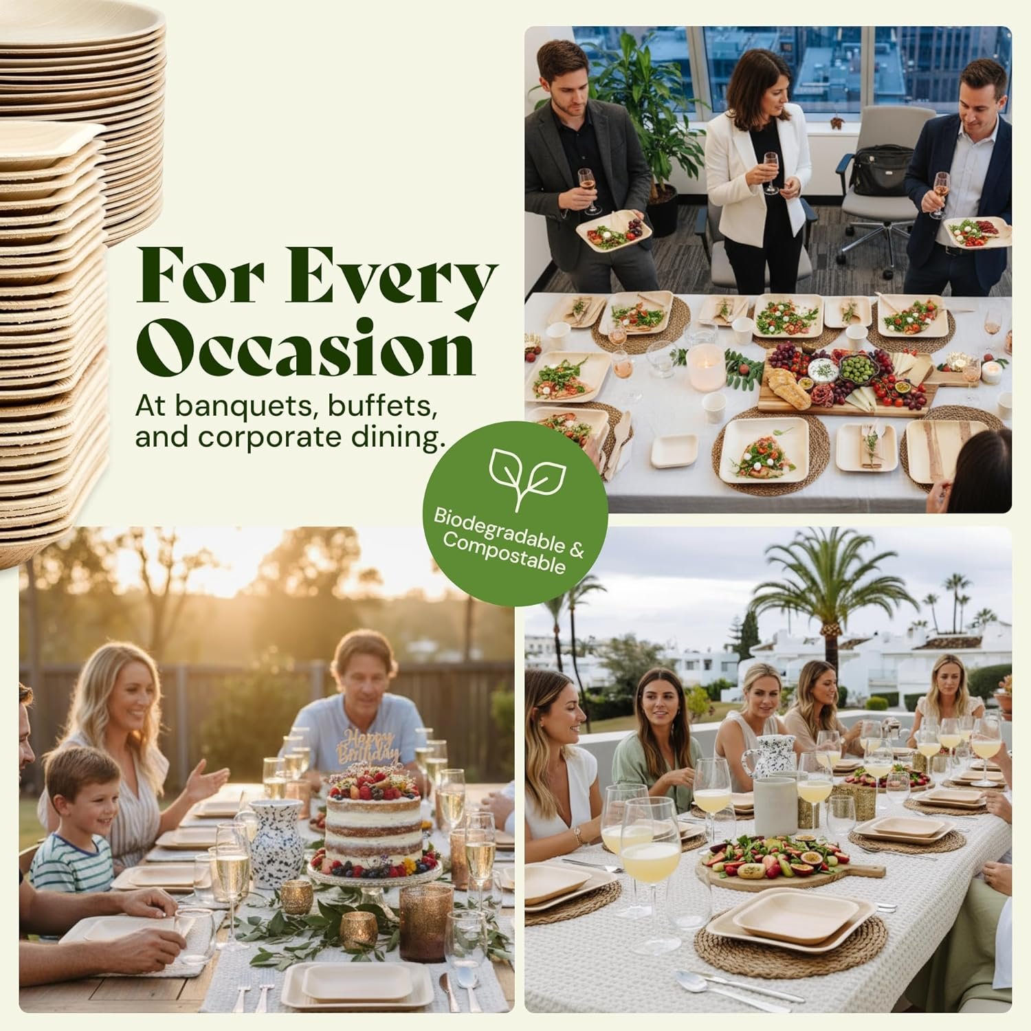 Wholesale Compostable Biodegradable Palm Leaf Bamboo Disposable Plates 10 & 7 Inch Square for Appetizers Party Rustic Dinner Supplier Wholesale Compostable Biodegradable Palm Leaf Bamboo Disposable Plates 10 & 7 Inch Square for Appetizers Party Rustic Dinner Supplier