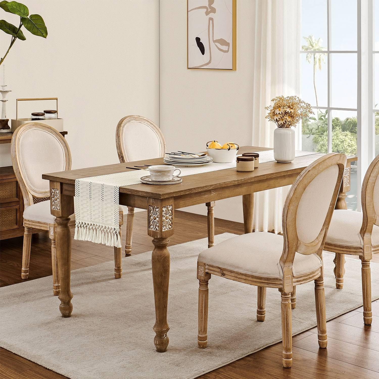 Wholesale Macrame Style Boho Ivory Table Runner 72 Inches Long Farmhouse Woven Home Decor 12x72 Inch Supplier