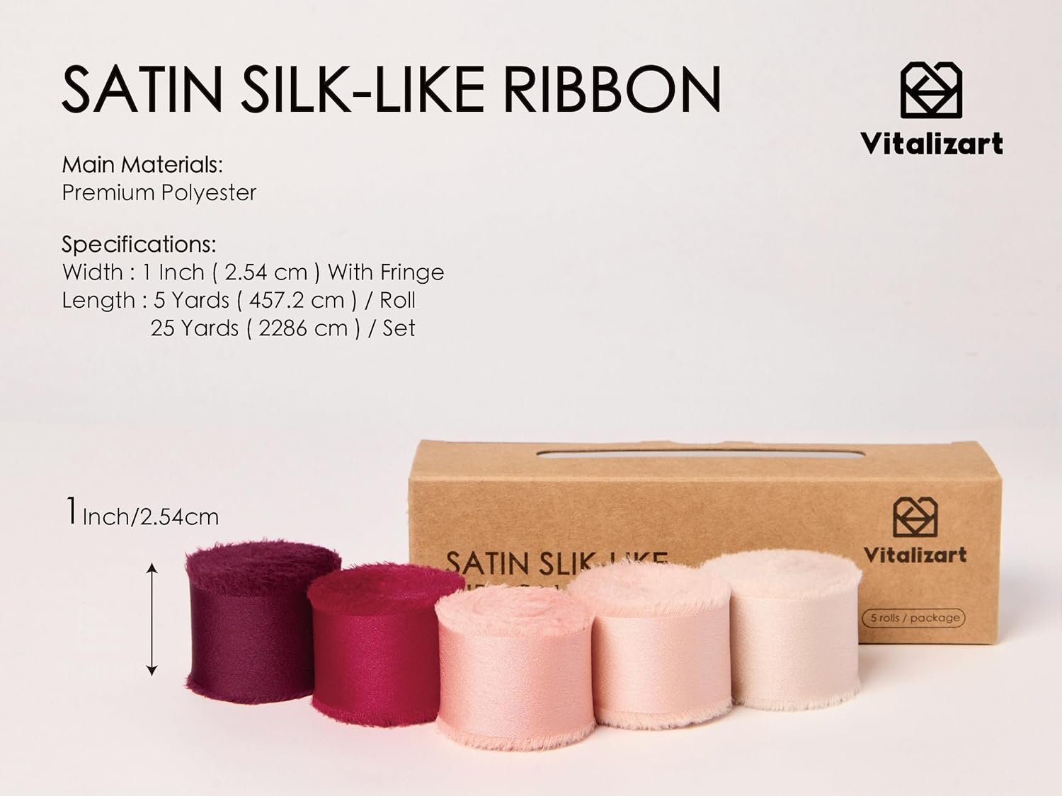 Wholesale 1 Inch x 25 Yard Silk Like Satin Frayed Ribbons Red and Pink Handmade for Gift Wrapping Baby Shower Wedding Bridal Bouquets Holiday Decor Supplier