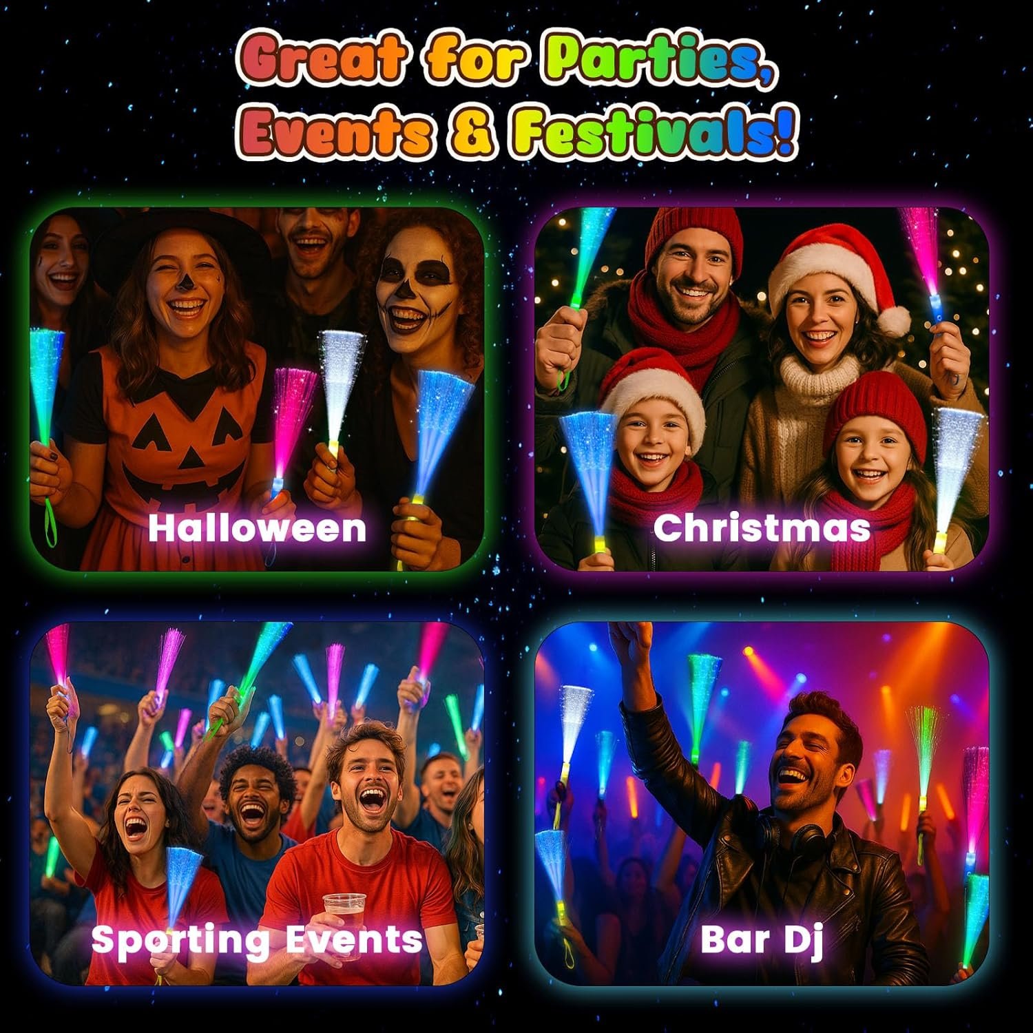 Wholesale 12PCS 3 Modes Colorful Flashing LED Glow Sticks Party Supplies Light Up Glow in the Dark Toys for Kids Christmas Wedding Birthday Favors Supplier