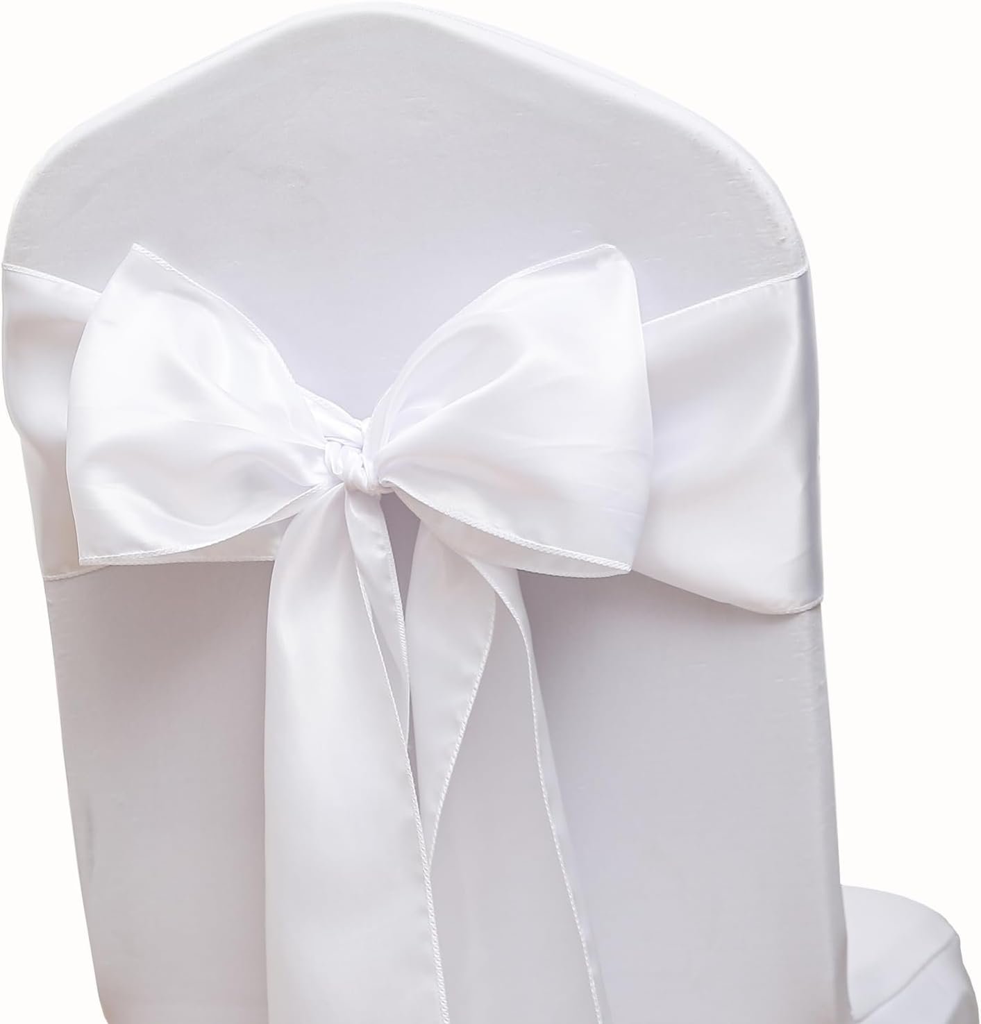 Wholesale Pack of 50 Satin White Chair Sashes Bows 7 x 108 Inch Universal Chair Ribbons for Wedding Ceremony Party Banquet Restaurant Event Decorations Supplier