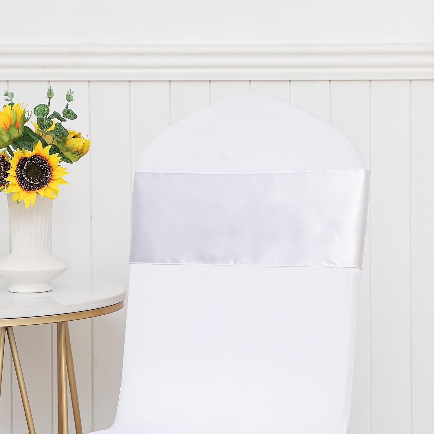 Wholesale Pack of 50 Satin White Chair Sashes Bows 7 x 108 Inch Universal Chair Ribbons for Wedding Ceremony Party Banquet Restaurant Event Decorations Supplier