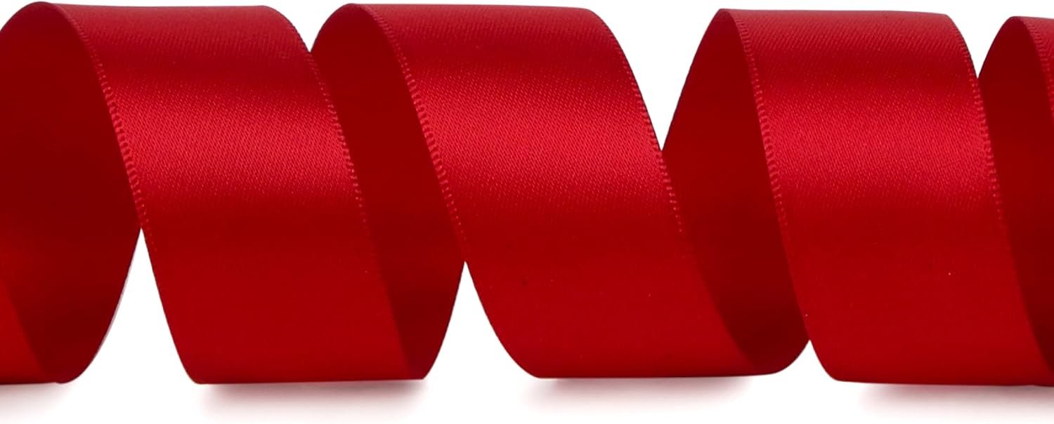 Wholesale Double Faced Red Satin Ribbon 1” x Continuous 25 Yards for Bows Bouquets Christmas Gift Wrapping Floral Arrangements Supplier Wholesale Double Faced Red Satin Ribbon 1” x Continuous 25 Yards for Bows Bouquets Christmas Gift Wrapping Floral Arrangements Supplier