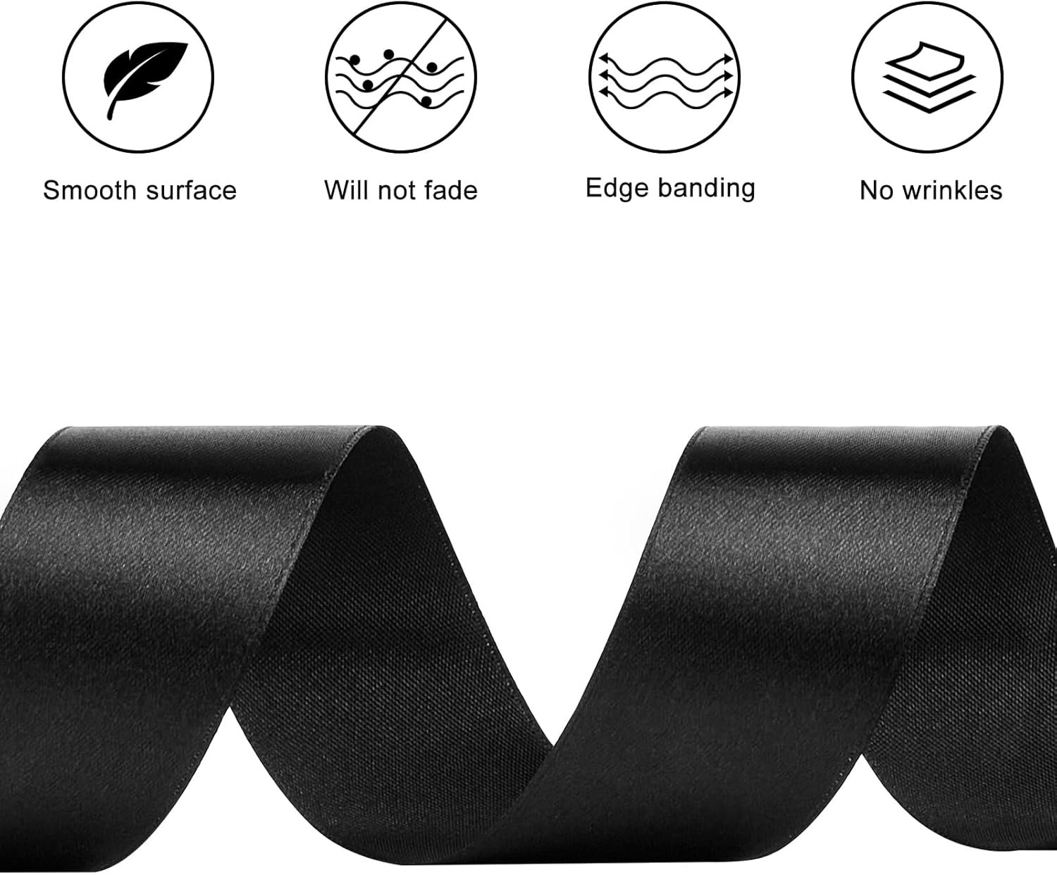 Wholesale 1-1/2 Inches 50 Yards Black Satin Ribbon Solid Fabric Roll for Flower Bouquets Gift Wrapping Wedding Handmade Crafts Supplier