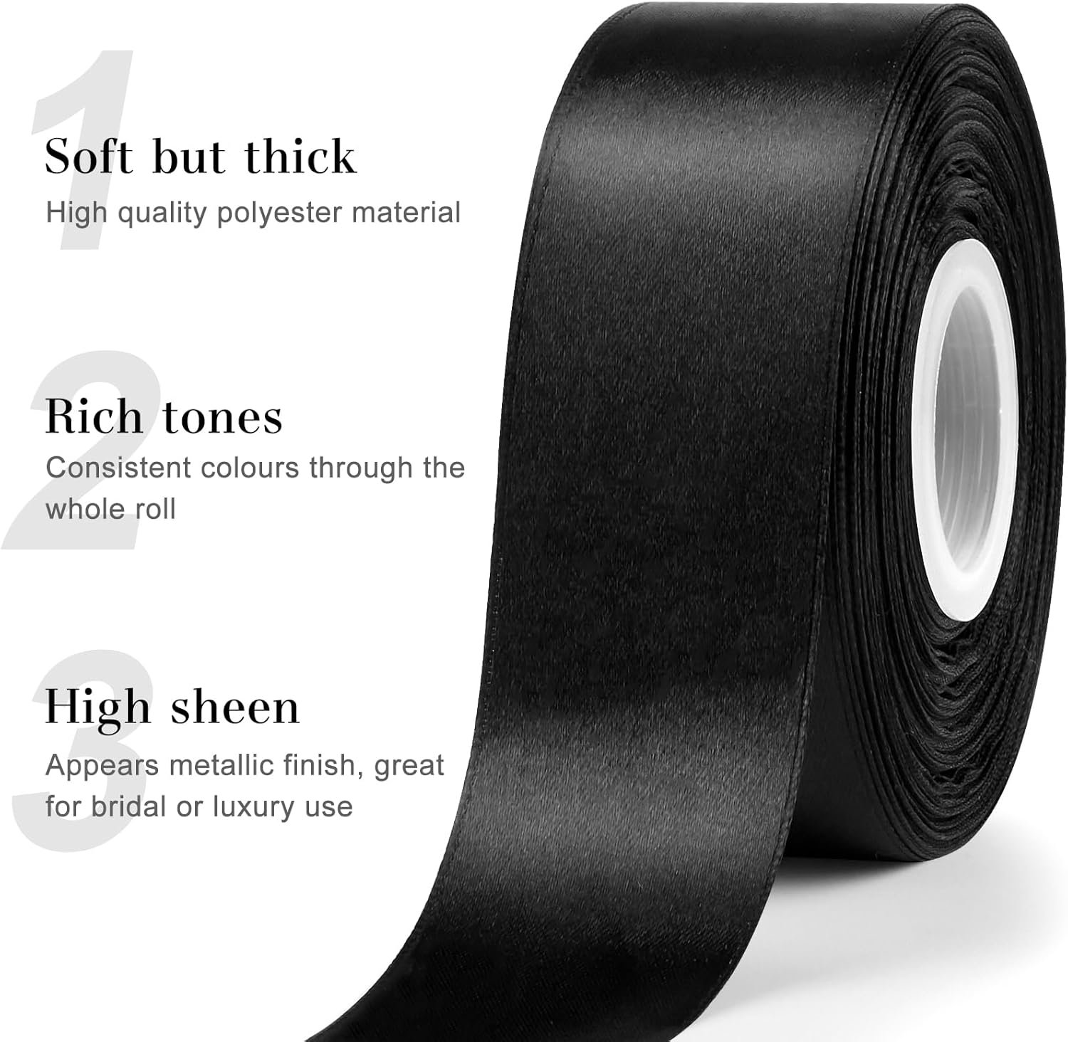 Wholesale 1-1/2 Inches 50 Yards Black Satin Ribbon Solid Fabric Roll for Flower Bouquets Gift Wrapping Wedding Handmade Crafts Supplier