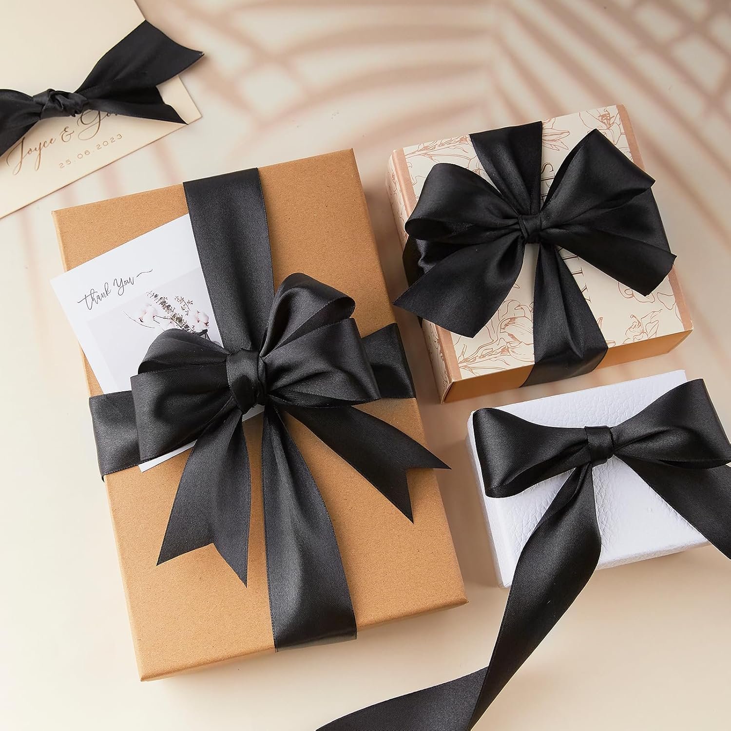 Wholesale 1-1/2 Inches 50 Yards Black Satin Ribbon Solid Fabric Roll for Flower Bouquets Gift Wrapping Wedding Handmade Crafts Supplier