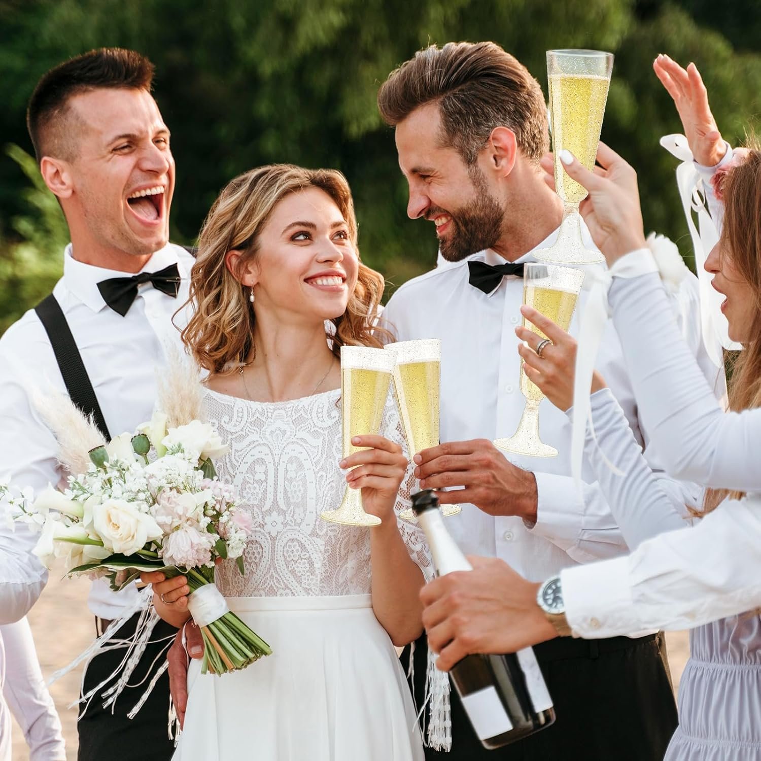 Wholesale 5 oz Disposable Clear Plastic Champagne Flutes 20 Pack Acrylic Mimosa Glasses for Wedding Toasting Graduation Birthday Party Bar Cocktail Supplies Supplier