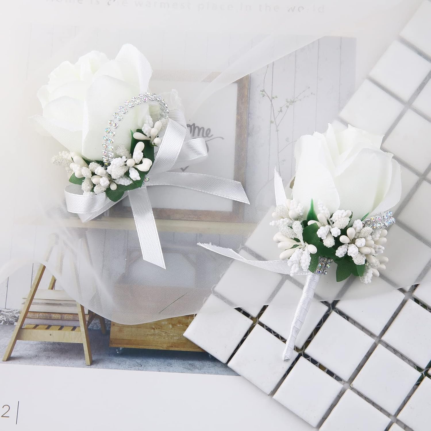 Wholesale Wrist Corsage 4 Packs White Rose Flower Wristband for Bride Bridesmaid Wedding Prom Party Supplier Wholesale Wrist Corsage 4 Packs White Rose Flower Wristband for Bride Bridesmaid Wedding Prom Party Supplier