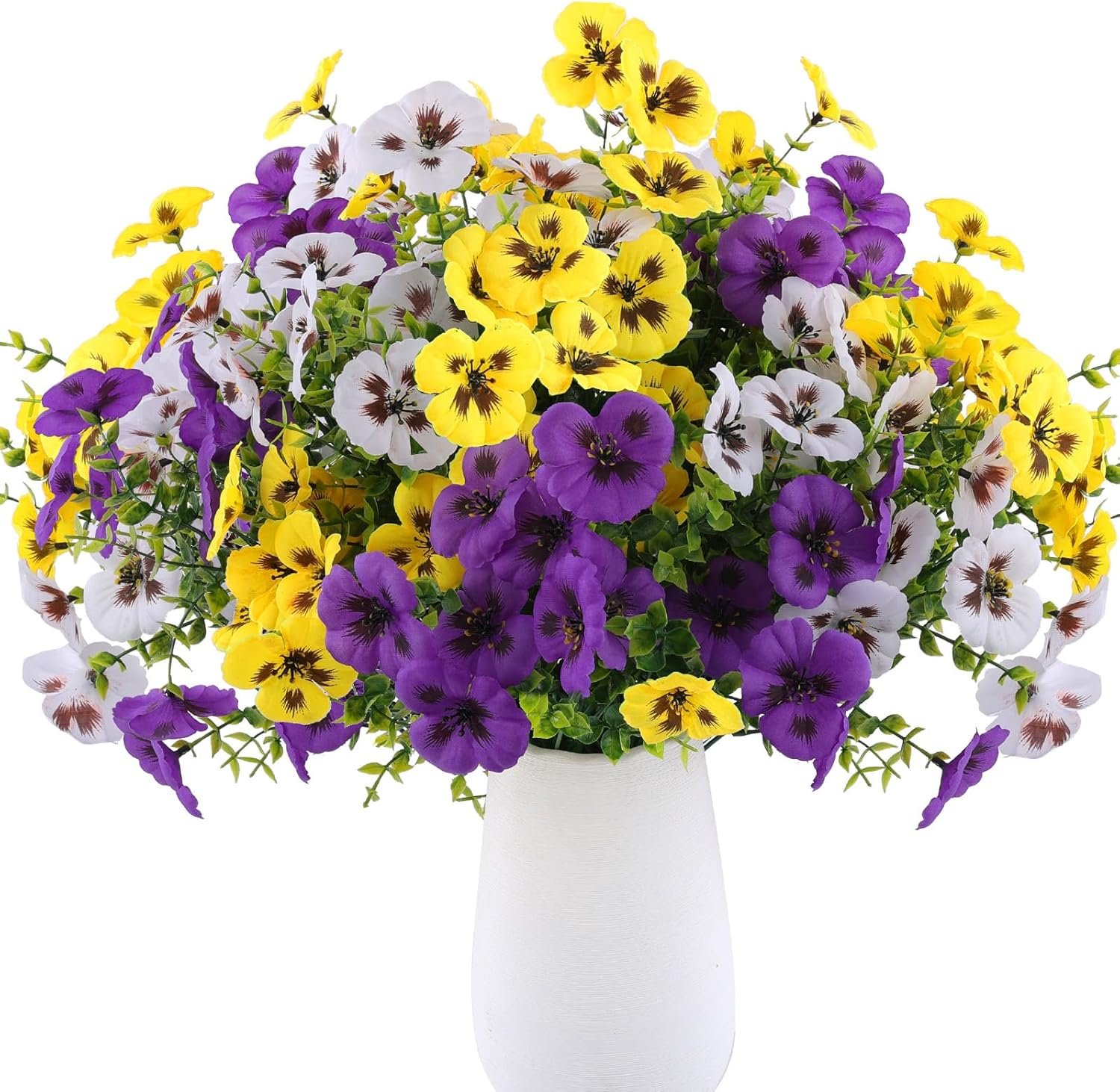 Wholesale 18 Pcs Faux Silk Pansy Flowers Outdoor Spring Decor for Planters Porch Yard Patio Window Box in Purple Yellow White Supplier Wholesale 18 Pcs Faux Silk Pansy Flowers Outdoor Spring Decor for Planters Porch Yard Patio Window Box in Purple Yellow White Supplier