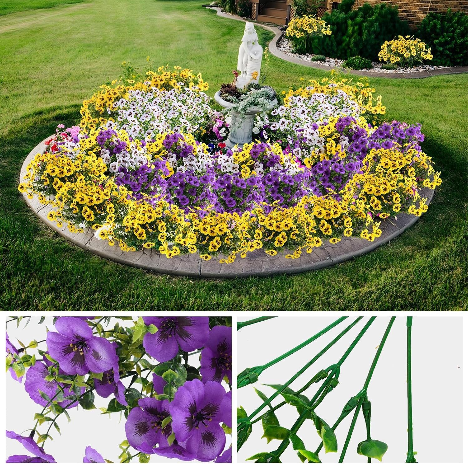 Wholesale 18 Pcs Faux Silk Pansy Flowers Outdoor Spring Decor for Planters Porch Yard Patio Window Box in Purple Yellow White Supplier Wholesale 18 Pcs Faux Silk Pansy Flowers Outdoor Spring Decor for Planters Porch Yard Patio Window Box in Purple Yellow White Supplier