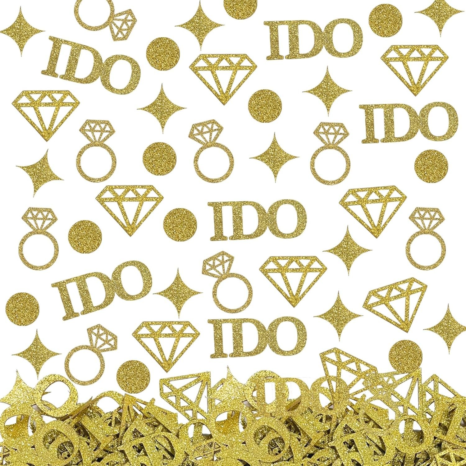 Gold Glitter Wedding Table Confetti 250PCS Diamond Ring I DO Table Confetti for Bachelorette Bridal Shower Engagement Party Decorations