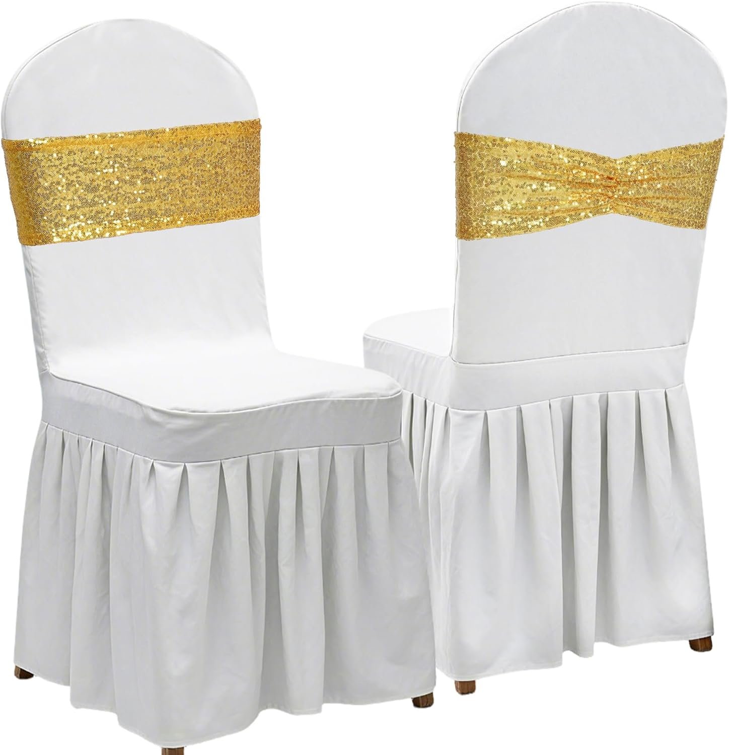 Wholesale Gold Sequin Chair Sashes Folding Chair Covers Bows for Party Wedding Reception Decorations 50 PCS Supplier
