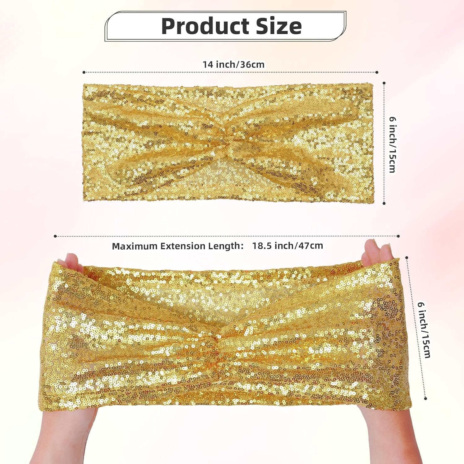 Wholesale Gold Sequin Chair Sashes Folding Chair Covers Bows for Party Wedding Reception Decorations 50 PCS Supplier