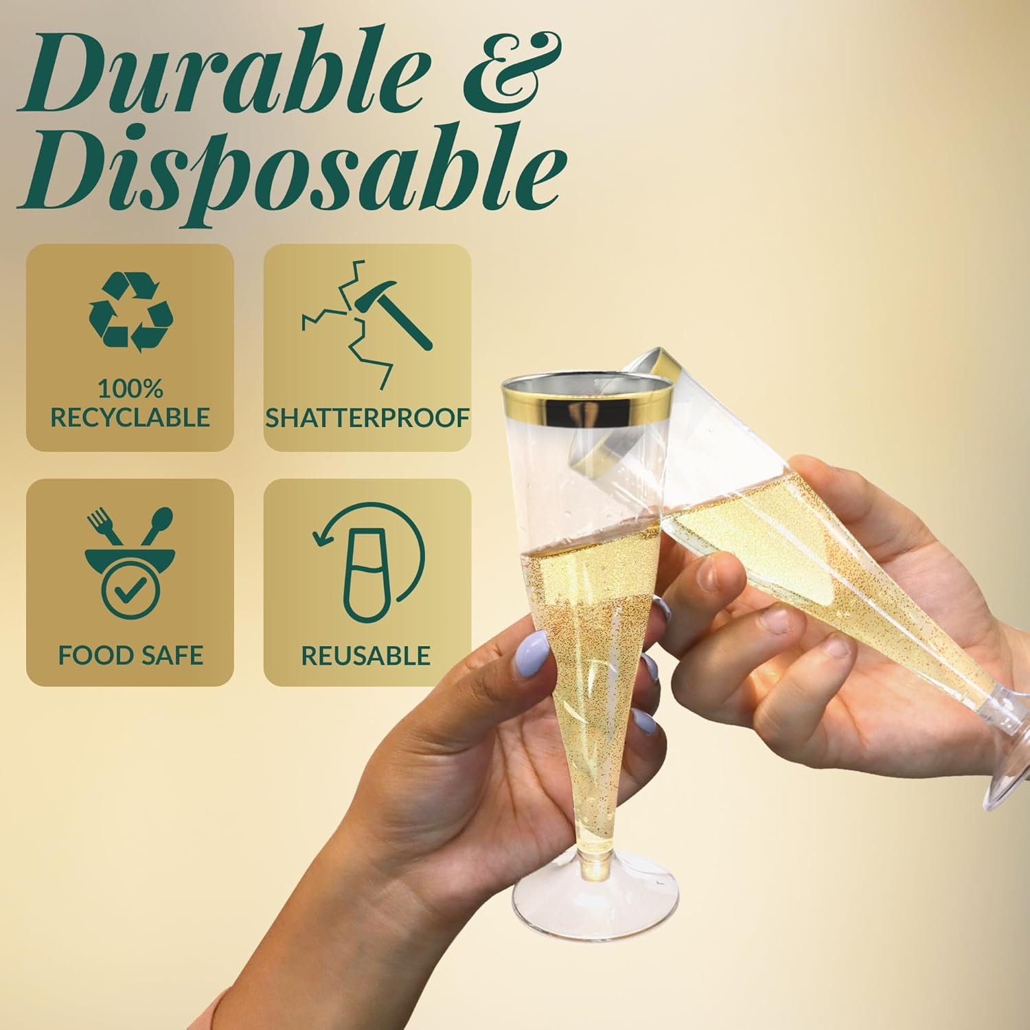Wholesale Plastic Champagne Flutes 110 Pack 4.5 oz Gold Rim Clear Premium for Celebrations Supplier Wholesale Plastic Champagne Flutes 110 Pack 4.5 oz Gold Rim Clear Premium for Celebrations Supplier