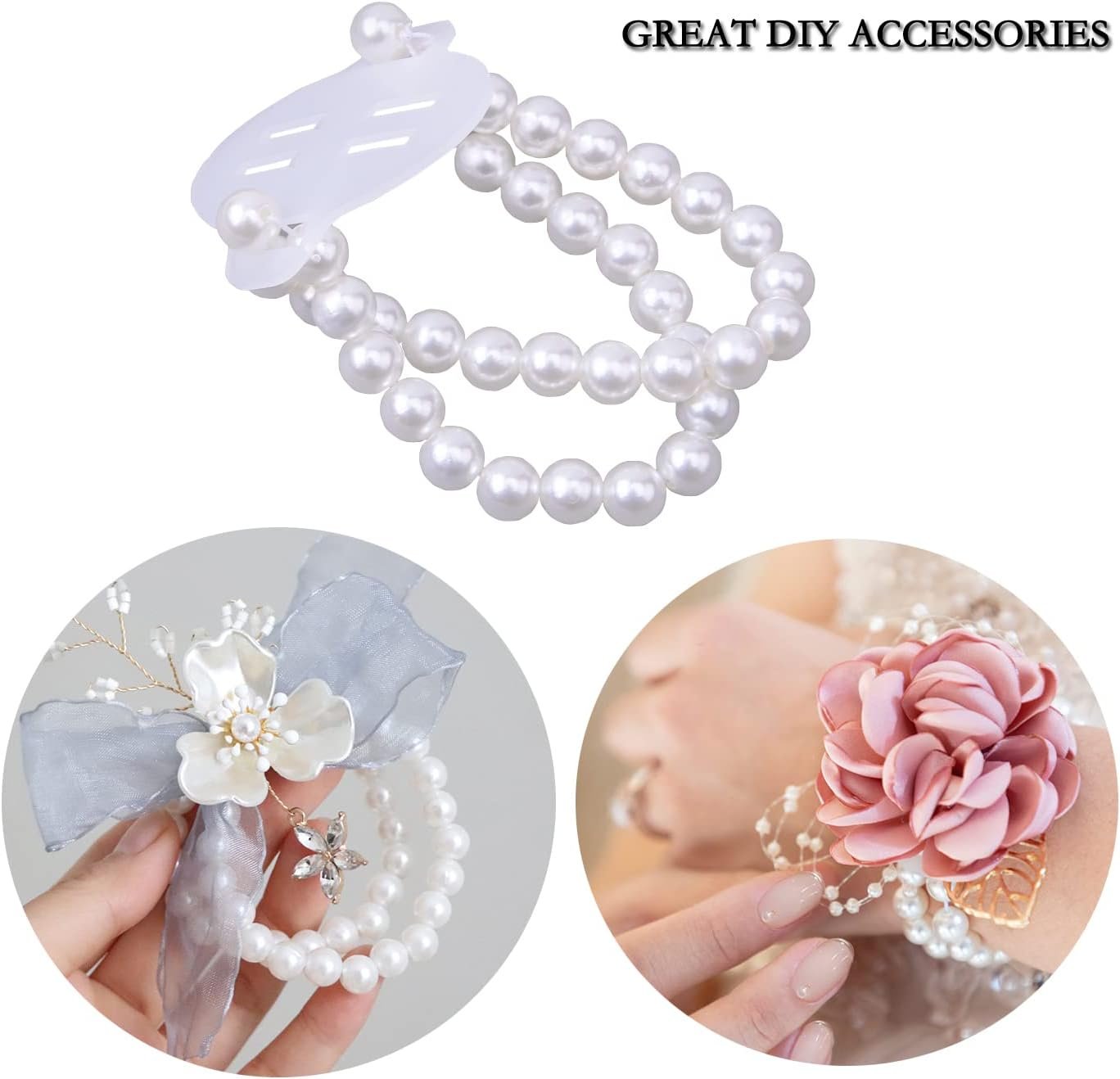 Wholesale 2Pcs Elastic Stretch Pearl Wrist Bands Wristlets Wedding Corsages DIY Decor Accessories for Festival Beach Party Prom Bride Supplier
