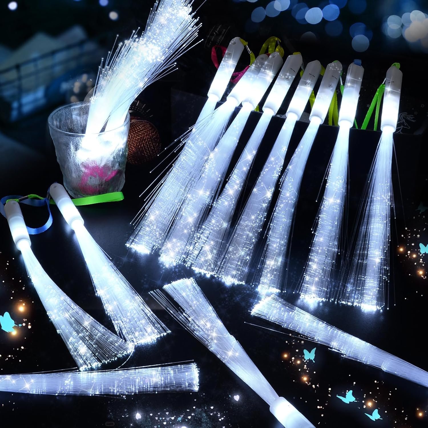 Wholesale 150 PCS White Fiber Optic Sticks Glow Wands Light Up Wands for Kids with 3 Light Modes Glow in the Dark Party Supplies for Weddings New Year Birthdays Supplier